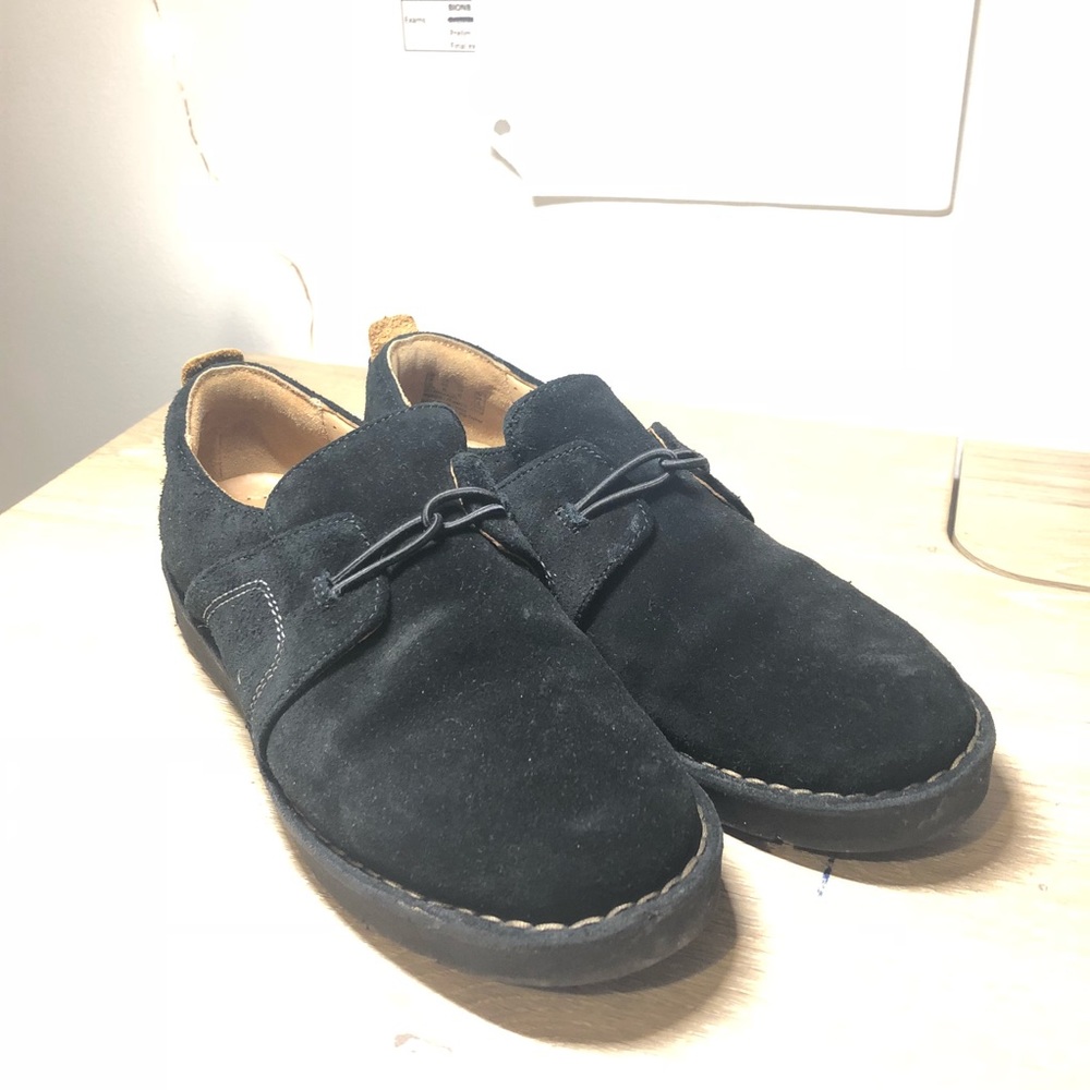 Black suede loafers
